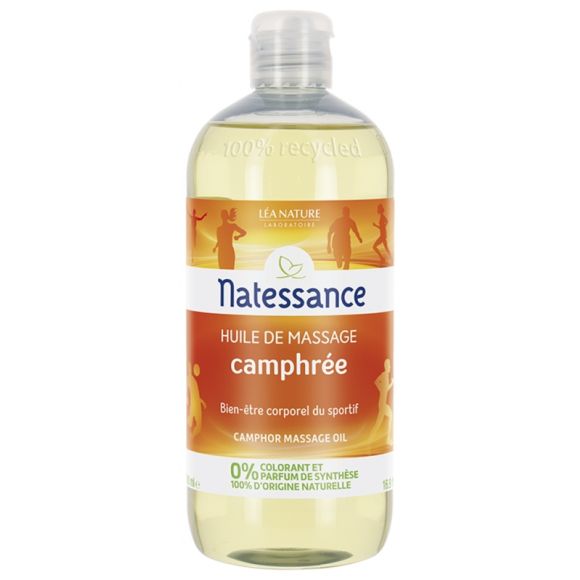 Huile de massage Camphrée Natessance - flacon de 500 ml