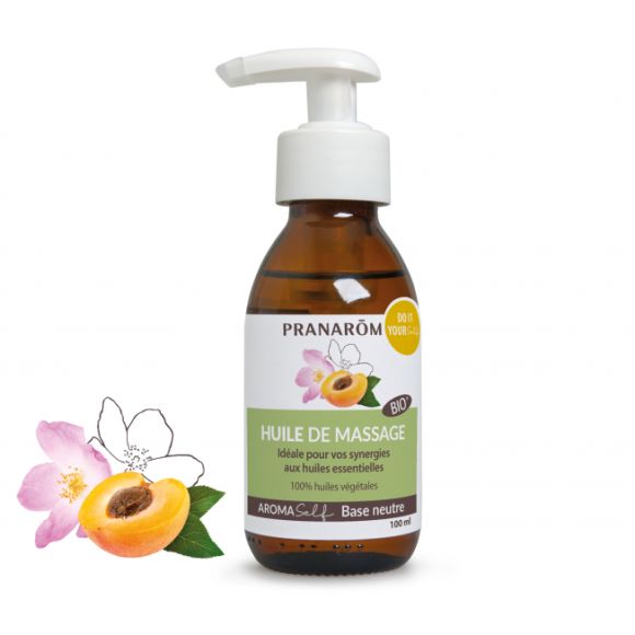 Huile de massage base neutre bio Pranarôm - flacon-pompe de 100 ml