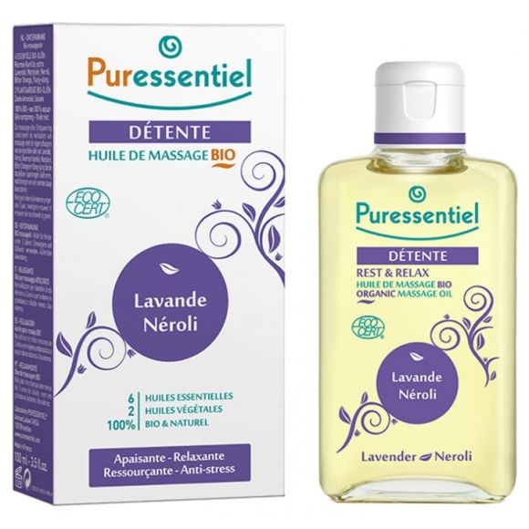 Huile de massage bio détente Puressentiel - flacon de 100 ml