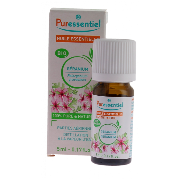 Huile essentielle bio Géranium Puressentiel - flacon de 5 ml