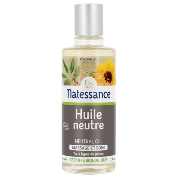 Huile neutre bio massage et soin Natessance - flacon de 100ml