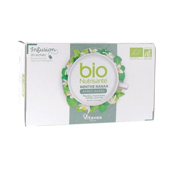 Infusion Menthe nanah après-repas bio Nutrisanté - boîte de 20 sachets