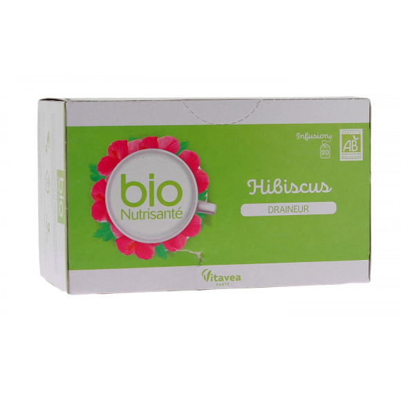 Infusion hibiscus draineur bio Vitavea - boîte de 20 sachets