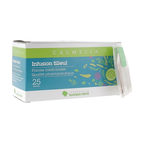 Infusion tilleul Calmelia plantes médicinales Marque Verte - boite de 25 sachets