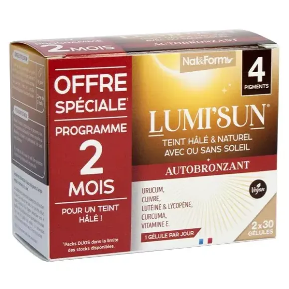 Lumi'sun autobronzant Nat&Form - lot de 2 boites de 30 gélules