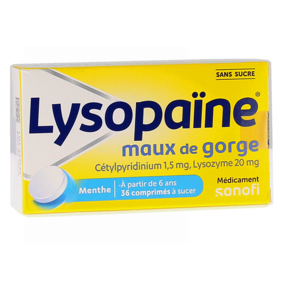 Lysopaïne sans sucre - 36 comprimés à sucer