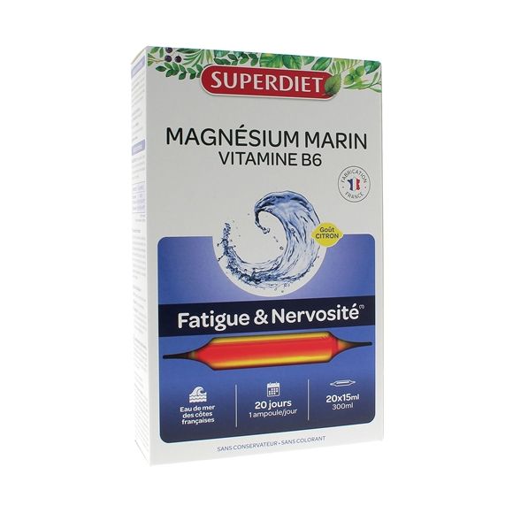 Magnésium marin + Vitamine B6 Super Diet - 20 ampoules