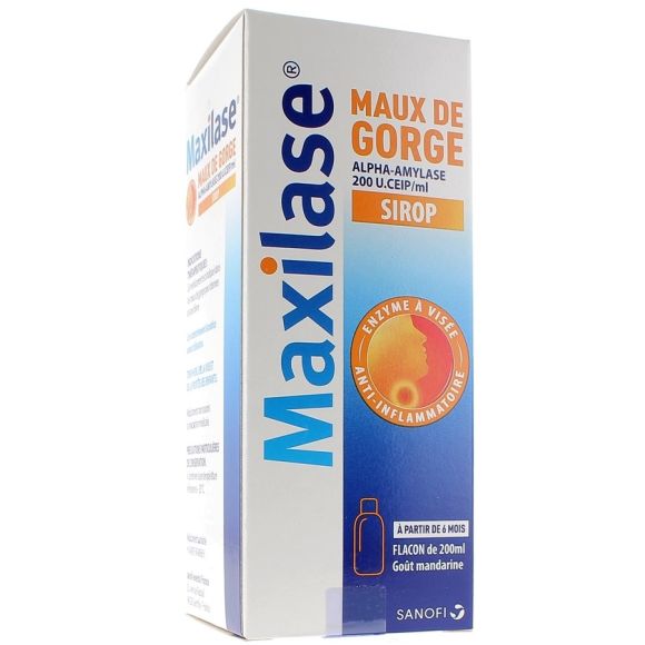 Maxilase maux de gorge alpha-amylase 200U. CEIP/ml sirop - flacon de 200 ml