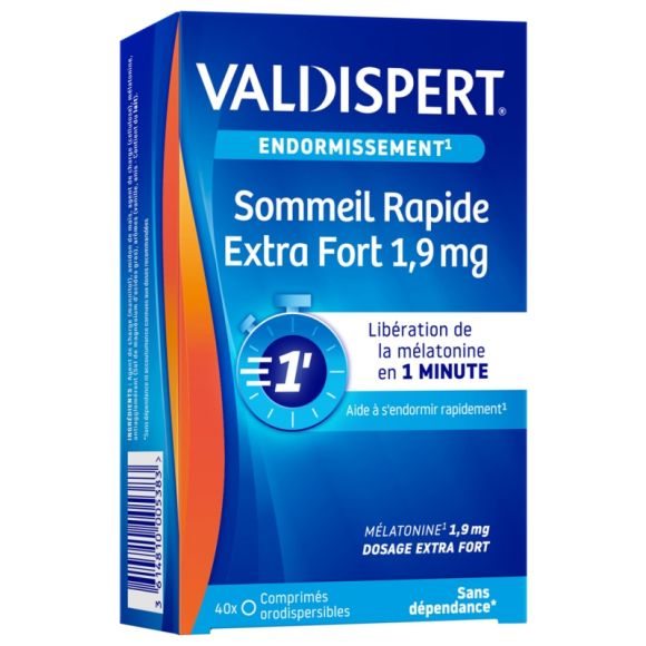 Sommeil rapide extra fort 1,9 mg Valdispert - boîte de 40 comprimés orodispersibles