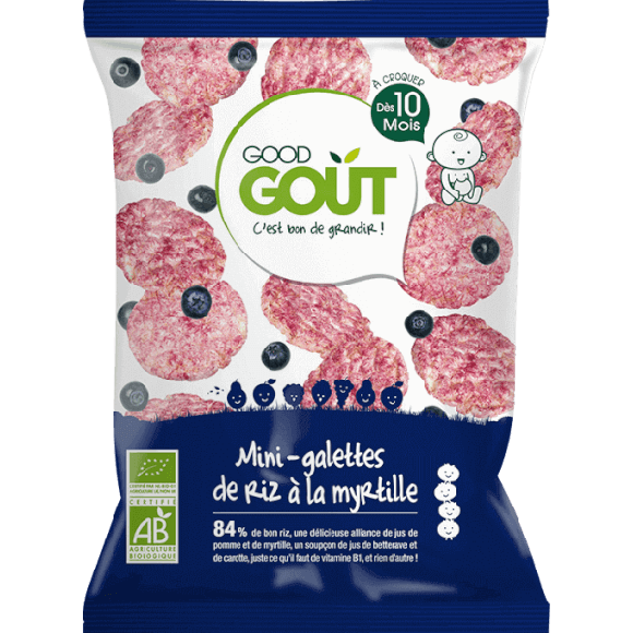 Mini galette de riz à la myrtille bio dès 10 mois Good Goût - sachet de 40g