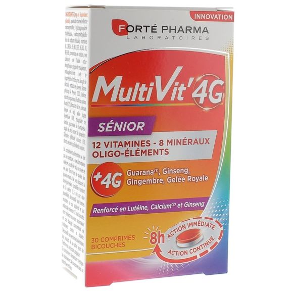 MultiVit' 4G Sénior Forté Pharma - boîte de 30 comprimés bicouches