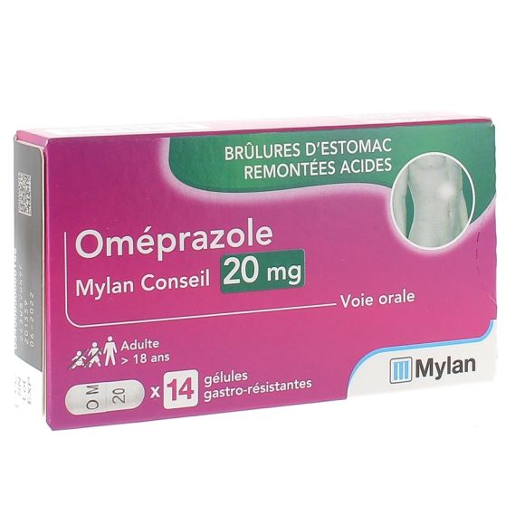 Oméprazole 20 mg Mylan gélule gastro-résistante - boite de 14 gélules