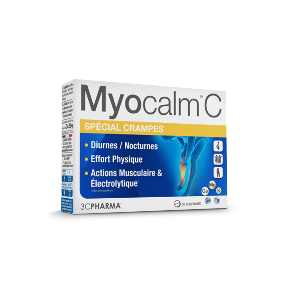 Myocalm C Crampes 3C Pharma - boîte de 30 comprimés