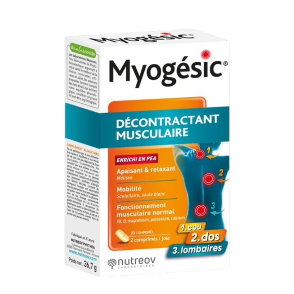 Myogésic décontractant musculaire Nutreov - boîte de 30 comprimés