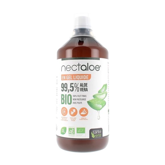 Nectaloe Aloe Vera 99,5% en gel liquide bio Santé Verte - bouteille de 1 litre