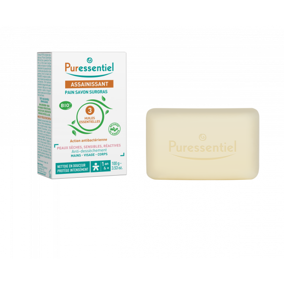 Pain savon surgras aux 3 huiles essentielles bio Puressentiel - pain de 100 g