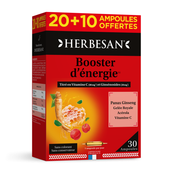 Panax Ginseng Herbesan - 20 ampoules + 10 offertes