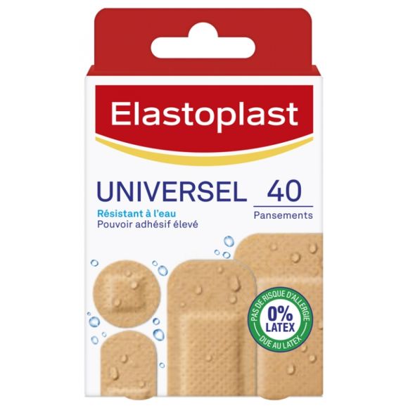 Pansements Universel résistant à l'eau Elastoplast - boîte de 40 pansements