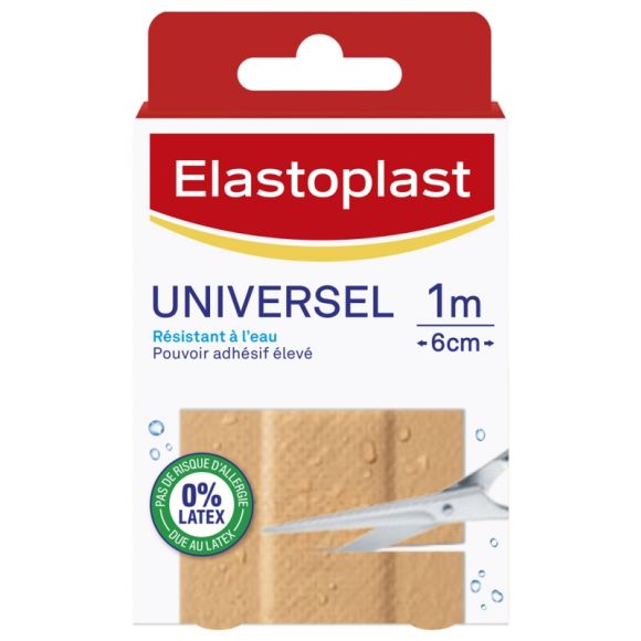 Pansement Universel résistant à l'eau Elastoplast - boîte de 10 pansements 1m x 6cm