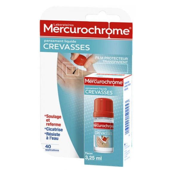 Pansement liquide crevasses Mercurochrome - flacon de 3,25 ml