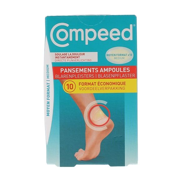 Pansements ampoules moyen format Compeed - boîte de 10 pansements