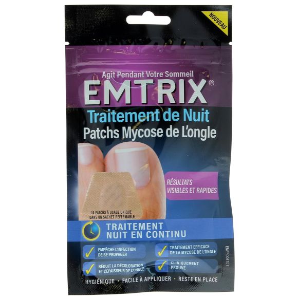 Patch nuit Traitement mycose de l’ongle Emtrix - sachet de 14 patchs