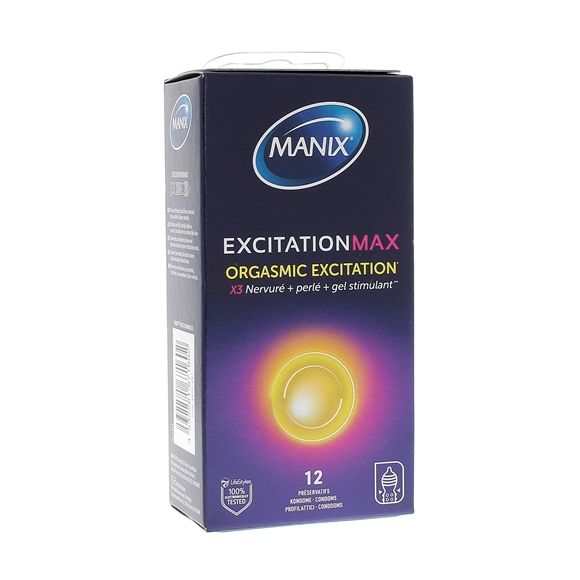 Préservatifs ExcitationMax Manix - boîte de 12 préservatifs