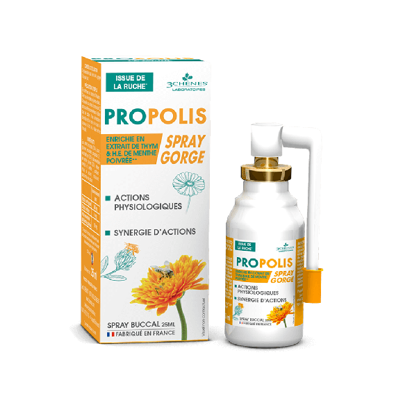 Spray gorge propolis Les 3 Chenes - spray de 25 ml