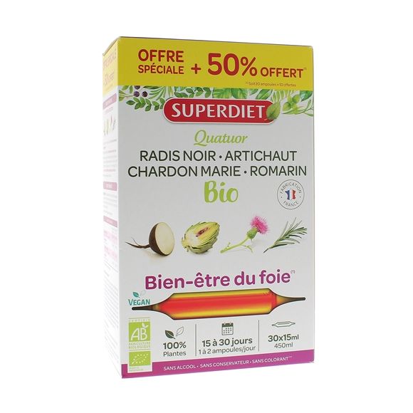 Bien-être du Foie Super Diet - boîte de 20 ampoules + 10 offertes