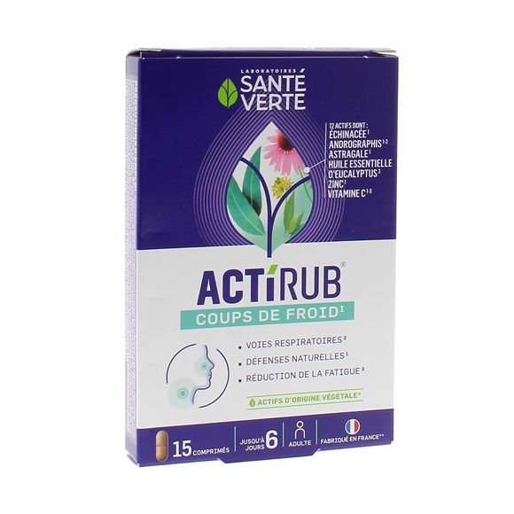 Actirub comprimé coups de froid Santé verte - boîte de 15 comprimés