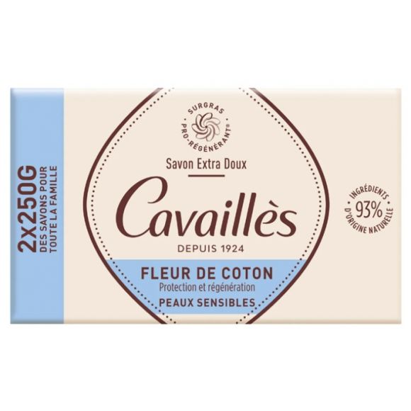 Savon surgras extra-doux Fleur de Coton Rogé Cavaillès - lot de 2 savons de 250g