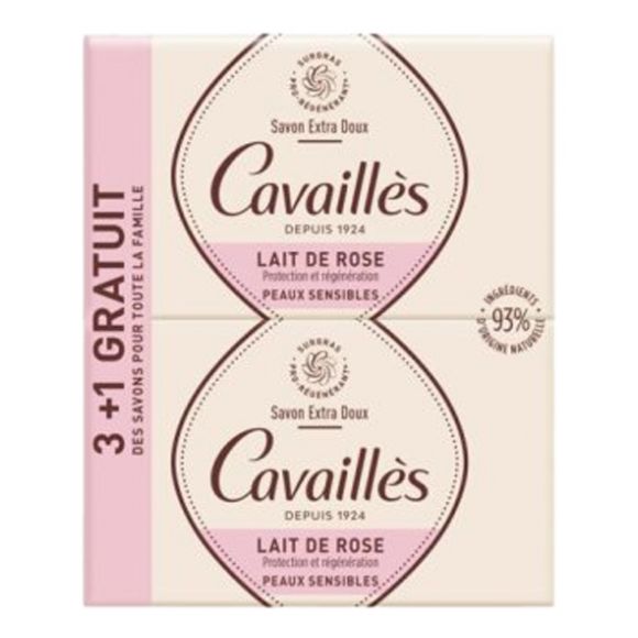 Savon surgras extra-doux Lait de rose Rogé Cavaillès - 4 savons de 250 g