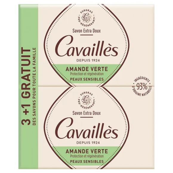 Savon surgras extra-doux amande verte Rogé Cavaillès - 4 pains de 250g