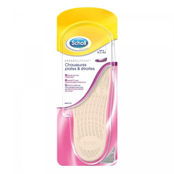 ExpertSupport Semelles de confort chaussures plates et étroites taille 35,5- 40,5 Scholl - 1 paire de semelles