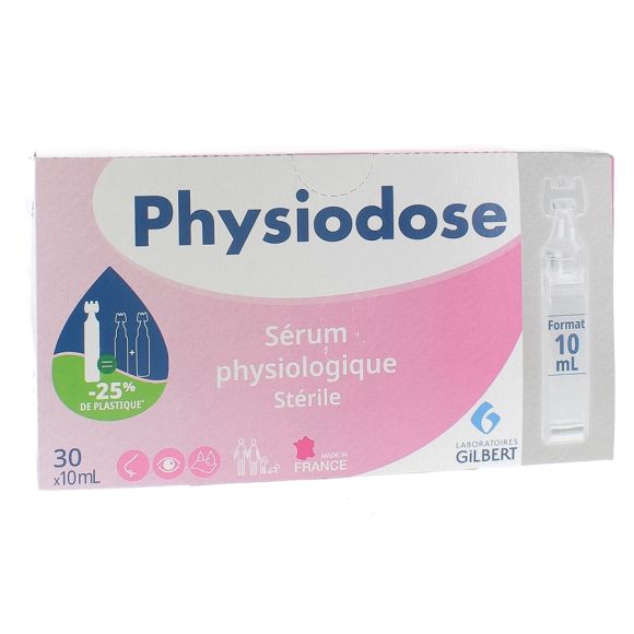 Sérum physiologique stérile Laboratoires Gilbert - boîte de 30 unidoses de 10ml