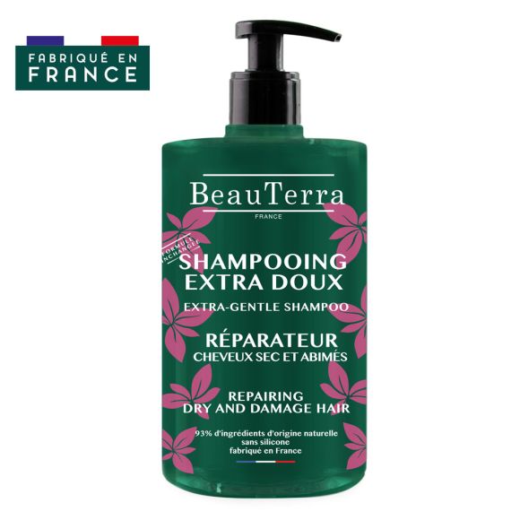 Shampooing Extra Doux Réparateur BeauTerra - flacon à pompe de 750 ml