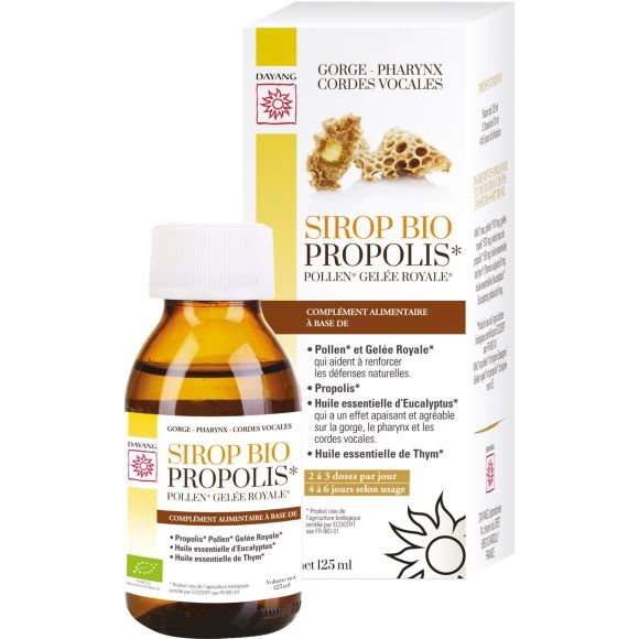 Sirop propolis pollen gelée royale Bio Dayang - flacon de 125 ml