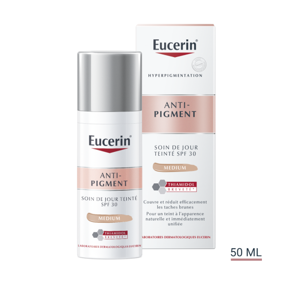 Soin de jour teinté anti-pigment SPF30 teinte medium Eucerin - flacon pompe de 50 ml