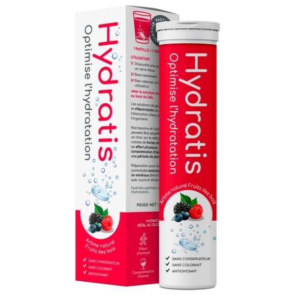 Solution d'hydratation goût fruits des bois Hydratis - tube de 20 pastilles effervescentes