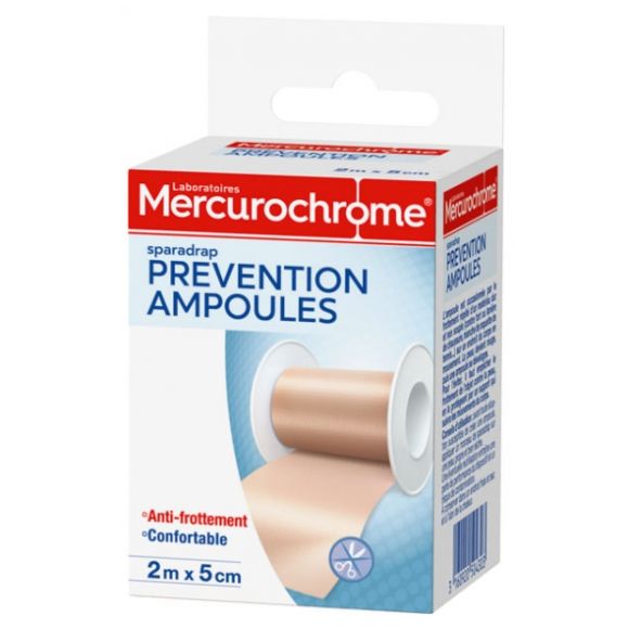 Sparadrap prévention ampoules Mercurochrome - 1 bande de 2m x 5cm