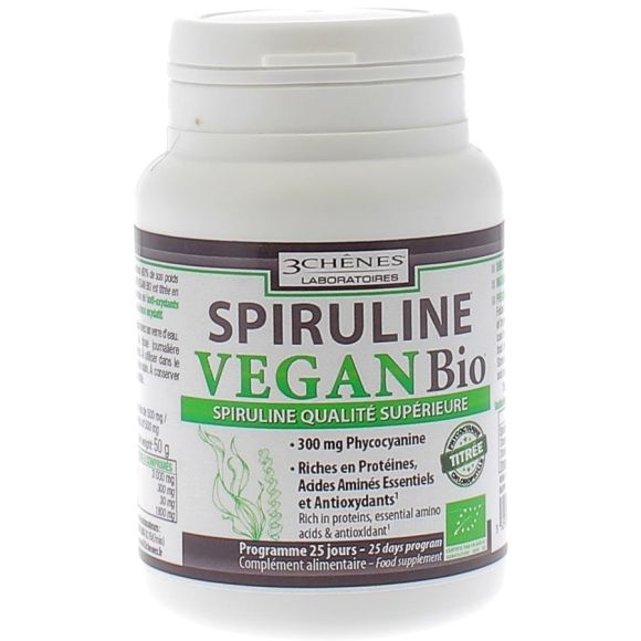 Spiruline Vegan Bio 3 Chênes - boîte de 60 comprimés