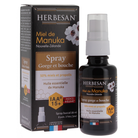 Spray gorge et bouche Miel de Manuka Herbesan - spray de 25ml