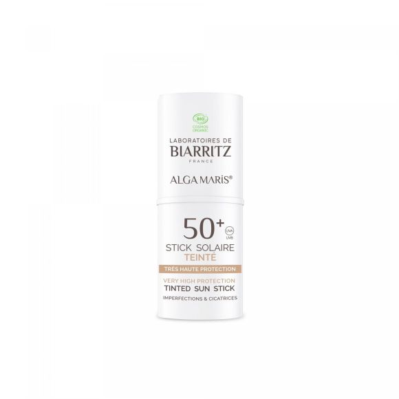 Stick solaire teinté spf 50+ Alga maris Laboratoires de Biarritz - stick de 9 ml