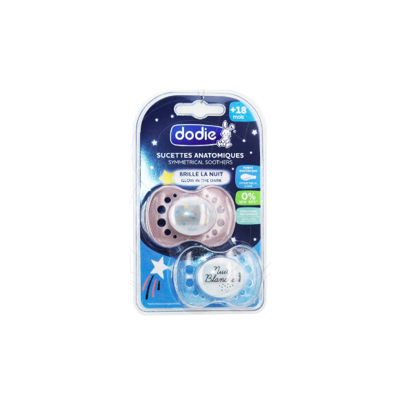 Sucette anatomique nuit +18 mois Dodie - lot de 2 sucettes