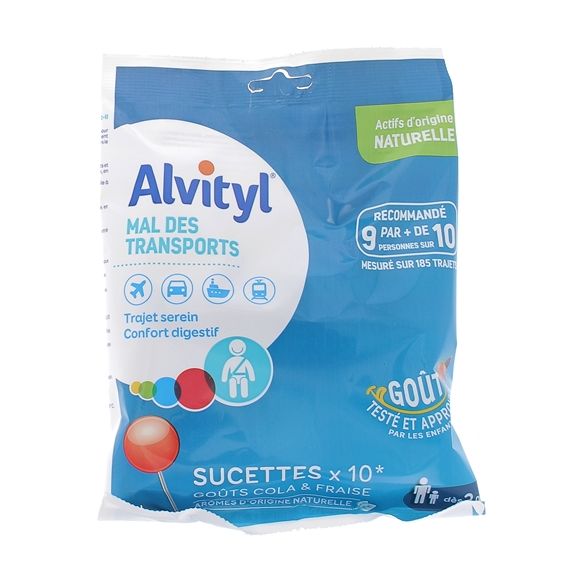 Sucettes mal des transports Alvityl - sachet de 10 sucettes