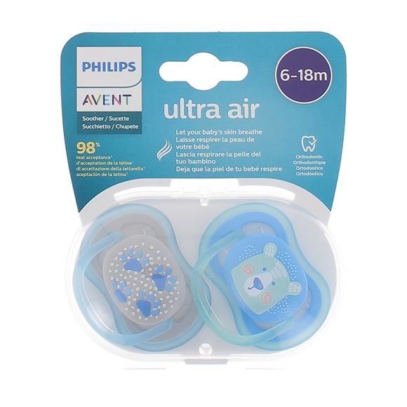 Sucettes ultra air 6-18 mois Philips Avent - lot de 2 sucettes