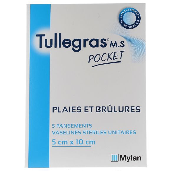 Tullegras M.S plaies et brûlures pocket 5x10cm Mylan - boîte de 5 pansements