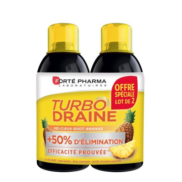 Turbodraine goût ananas Forté Pharma - lot de 2 flacons de 500 ml