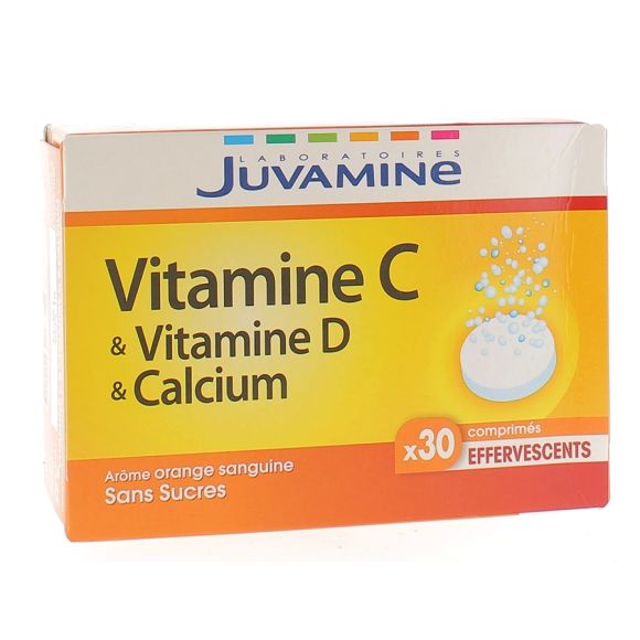 Vitamine C & Vitamine D & Calcium Juvamine - boîte de 30 comprimés effervescents