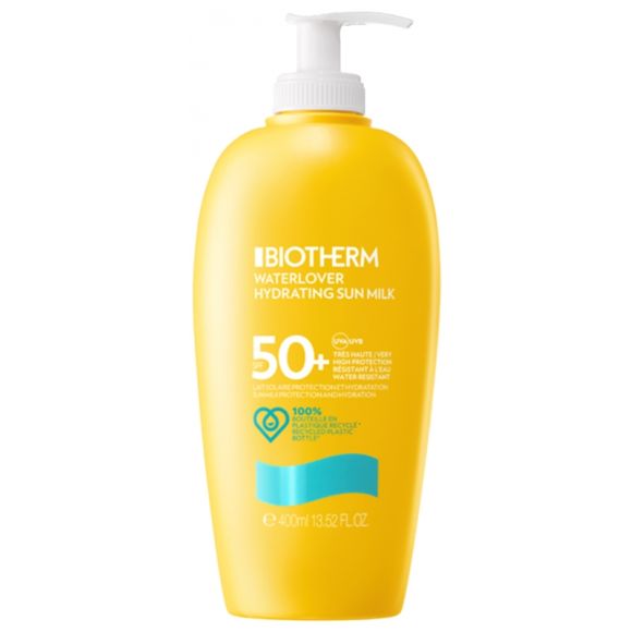 Waterlover Lait solaire protection et hydratation SPF50+ Biotherm - flacon-pompe de 400 ml